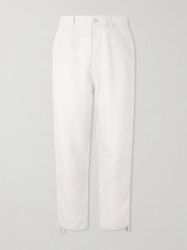 Straight-Leg Herringbone Linen Trousers Straight-Leg Herringbone Linen Trousers