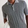 Striped Pointelle-Knit Cotton Polo Shirt - CU
