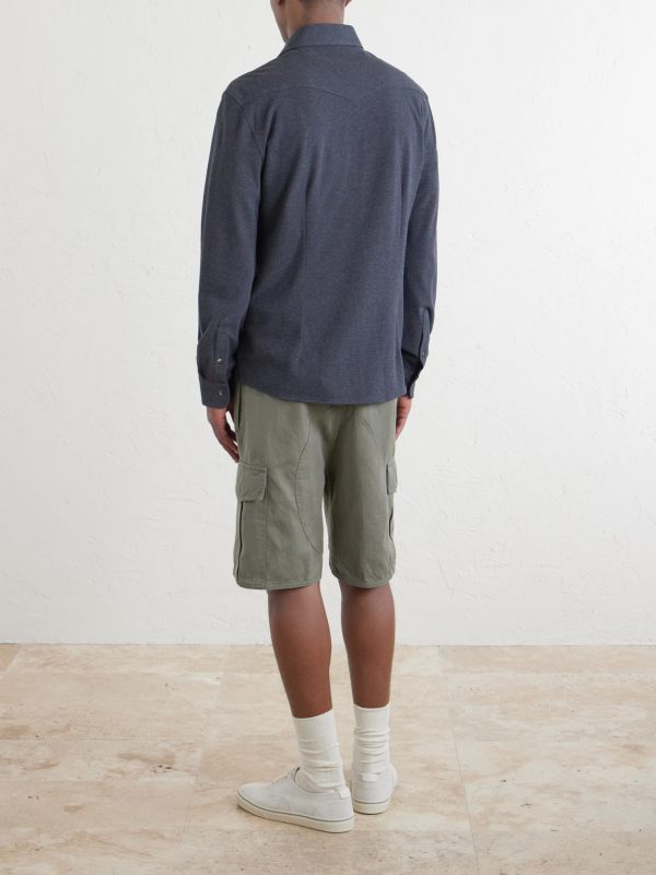 Honeycomb-Knit Cotton Shirt - BK Honeycomb-Knit Cotton Shirt - BK
