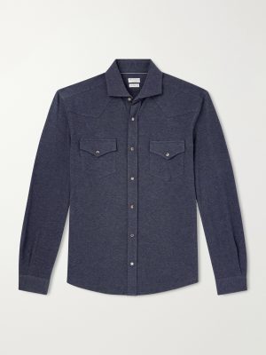 Honeycomb-Knit Cotton Shirt