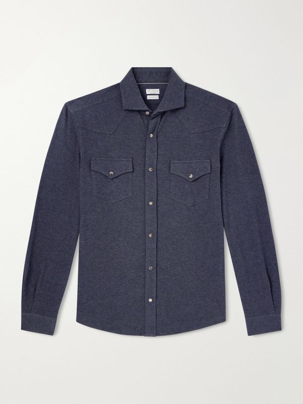 Honeycomb-Knit Cotton Shirt Honeycomb-Knit Cotton Shirt