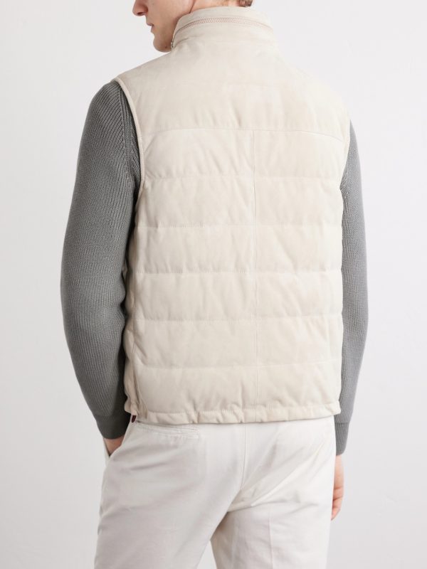 Hooded Suede Down Gilet - BK
