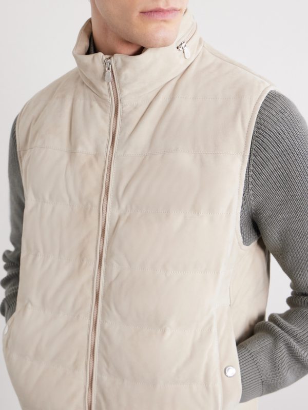 Hooded Suede Down Gilet - CU