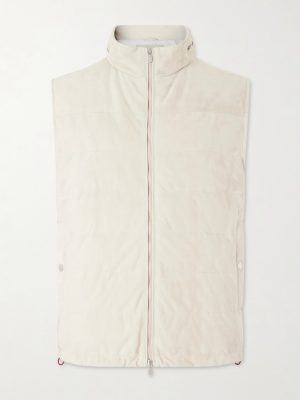 Hooded Suede Down Gilet