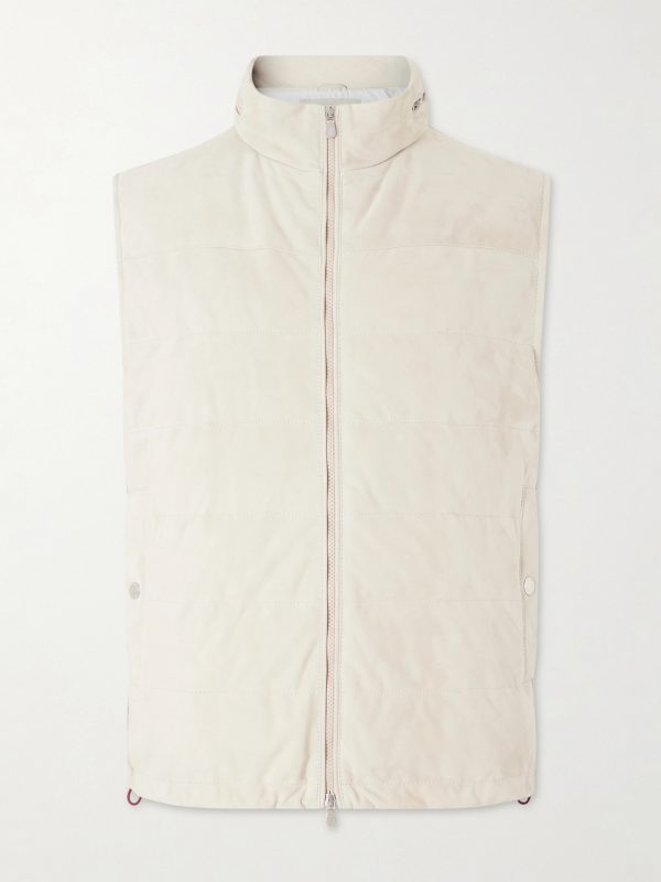 Hooded Suede Down Gilet