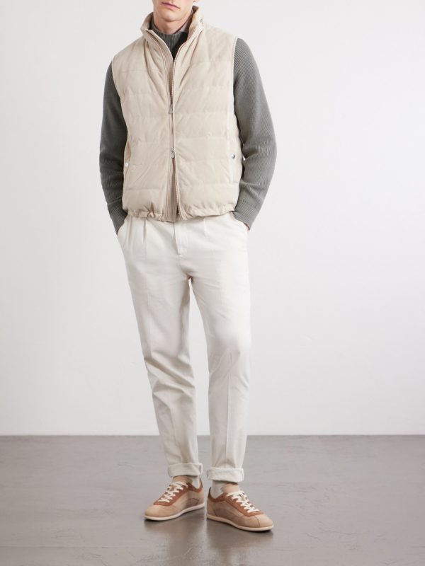 Hooded Suede Down Gilet - OU