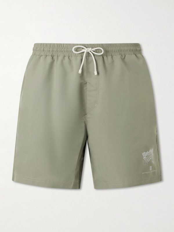 Straight-Leg Mid-Length Logo-Print Swim Shorts Straight-Leg Mid-Length Logo-Print Swim Shorts