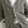 Striped Knitted Linen and Cotton-Blend Cardigan - CU Striped Knitted Linen and Cotton-Blend Cardigan - CU