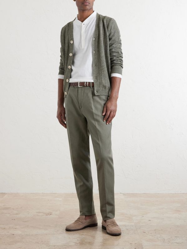 Striped Knitted Linen and Cotton-Blend Cardigan - OU Striped Knitted Linen and Cotton-Blend Cardigan - OU