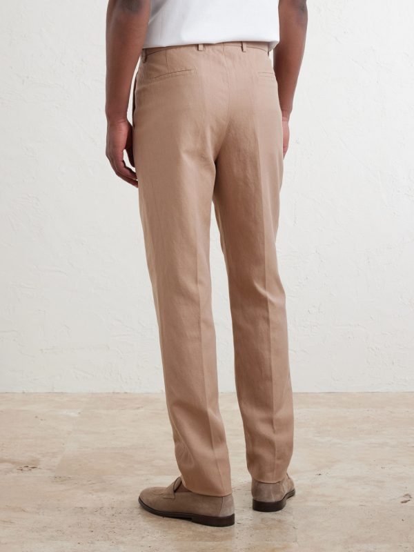 Straight-Leg Pleated Cotton and Linen-Blend Trousers - BK Straight-Leg Pleated Cotton and Linen-Blend Trousers - BK