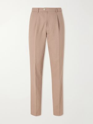 Straight-Leg Pleated Cotton and Linen-Blend Trousers Straight-Leg Pleated Cotton and Linen-Blend Trousers