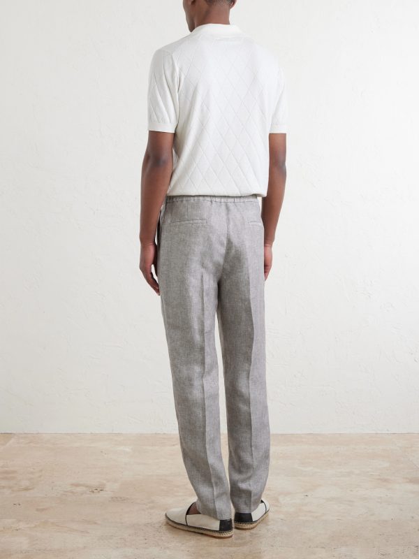 Straight-Leg Pleated Hemp and Linen-Blend Twill Trousers - BK