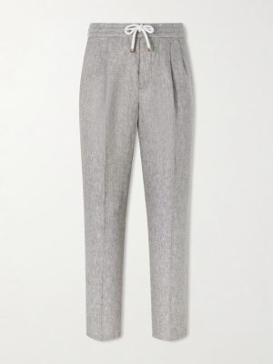 Straight-Leg Pleated Hemp and Linen-Blend Twill Trousers Straight-Leg Pleated Hemp and Linen-Blend Twill Trousers