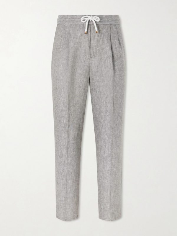 Straight-Leg Pleated Hemp and Linen-Blend Twill Trousers