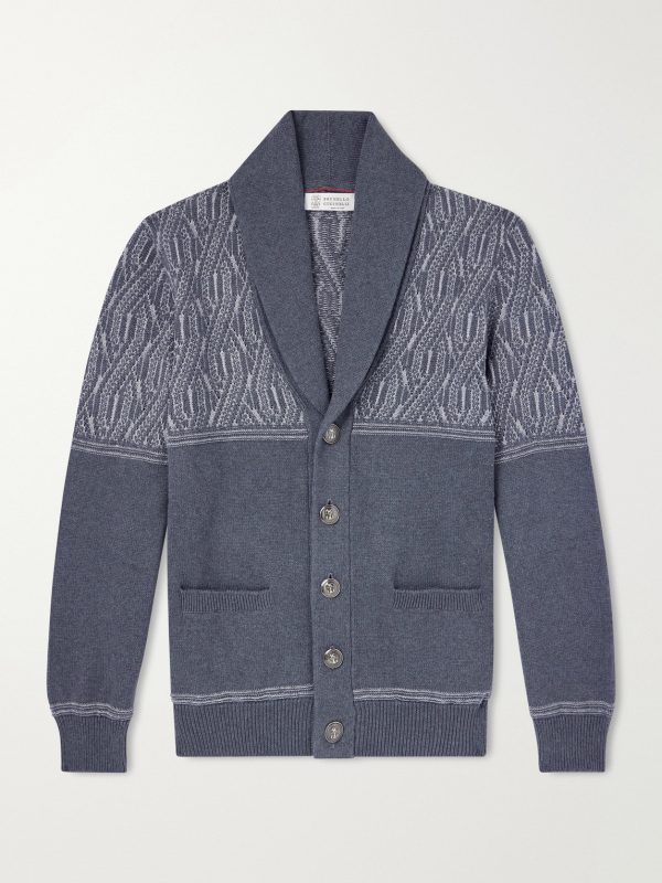 Shawl-Collar Knitted Cotton Cardigan Shawl-Collar Knitted Cotton Cardigan