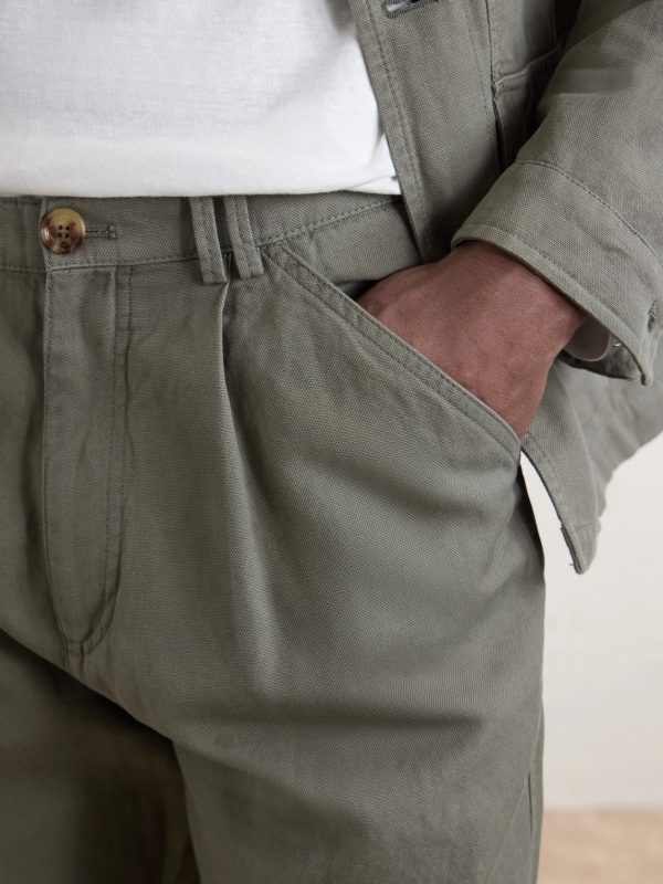 Straight-Leg Pleated Cotton and Linen-Blend Trousers - E1 Straight-Leg Pleated Cotton and Linen-Blend Trousers - E1