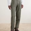 Straight-Leg Pleated Cotton and Linen-Blend Trousers - FR Straight-Leg Pleated Cotton and Linen-Blend Trousers - FR