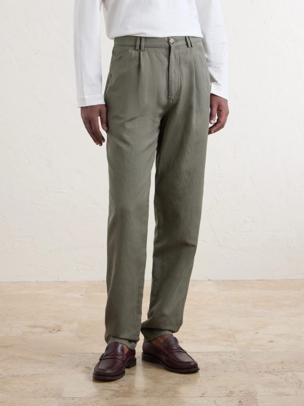 Straight-Leg Pleated Cotton and Linen-Blend Trousers - FR Straight-Leg Pleated Cotton and Linen-Blend Trousers - FR