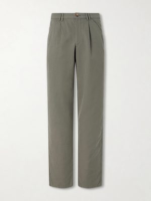 Straight-Leg Pleated Cotton and Linen-Blend Trousers Straight-Leg Pleated Cotton and Linen-Blend Trousers