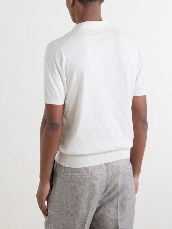 Open-Collar Knitted Cotton Polo Shirt - BK Open-Collar Knitted Cotton Polo Shirt - BK