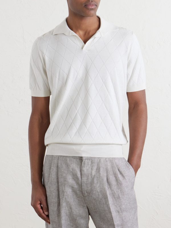 Open-Collar Knitted Cotton Polo Shirt - FR Open-Collar Knitted Cotton Polo Shirt - FR