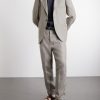 Straight-Leg Herringbone Linen Trousers - OU Straight-Leg Herringbone Linen Trousers - OU