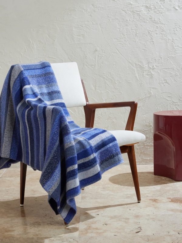 Striped Knitted Cashmere Blanket - OU Striped Knitted Cashmere Blanket - OU