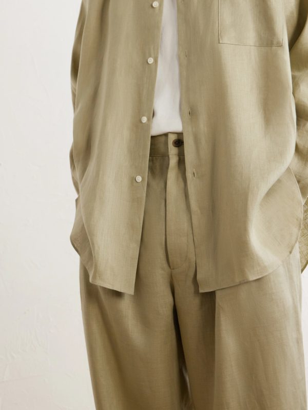 Wide-Leg Pleated Linen Trousers - CU Wide-Leg Pleated Linen Trousers - CU
