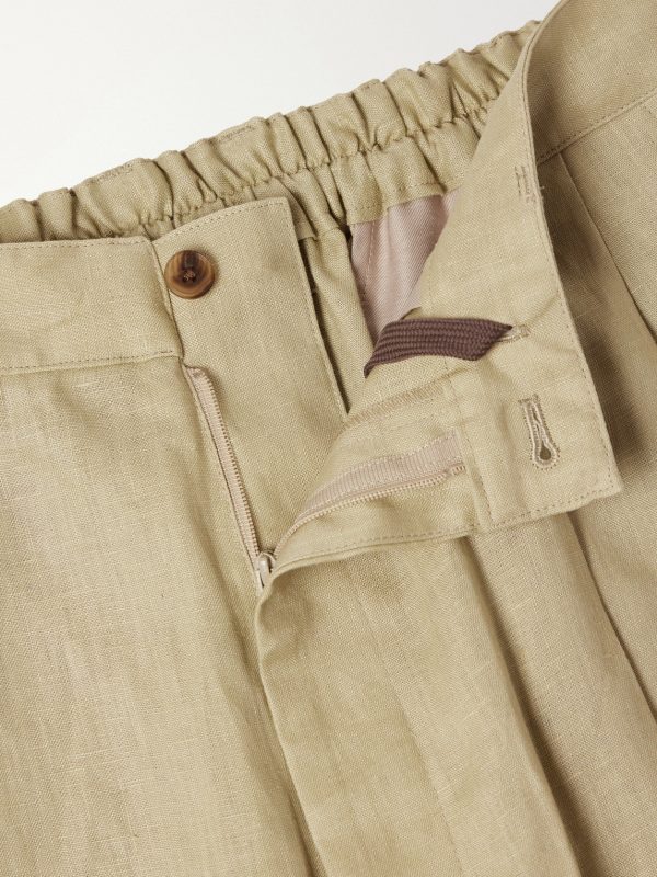 Wide-Leg Pleated Linen Trousers - E1 Wide-Leg Pleated Linen Trousers - E1