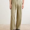Wide-Leg Pleated Linen Trousers - FR Wide-Leg Pleated Linen Trousers - FR