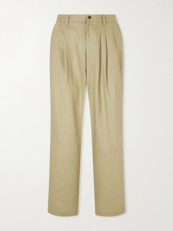 Wide-Leg Pleated Linen Trousers Wide-Leg Pleated Linen Trousers