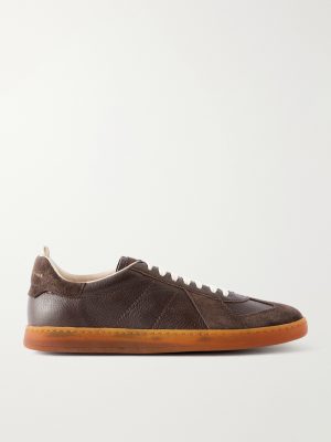 Militia 002 Suede-Trimmed Leather Sneakers