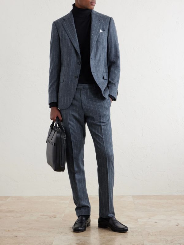Pinstripe Wool and Cashmere-Blend Suit Trousers - OU Pinstripe Wool and Cashmere-Blend Suit Trousers - OU