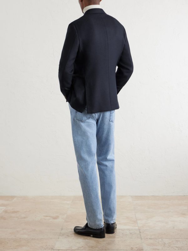 Aida Double-Breasted Wool-Basketweave Blazer - BK