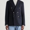 Aida Double-Breasted Wool-Basketweave Blazer - FR