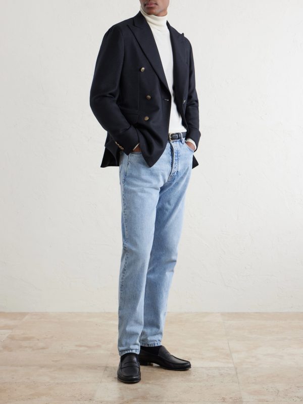 Aida Double-Breasted Wool-Basketweave Blazer - OU