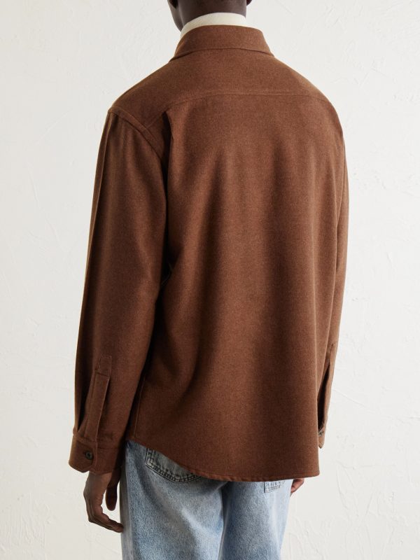 Houndstooth Brushed Wool Overshirt - BK