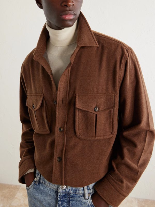 Houndstooth Brushed Wool Overshirt - CU