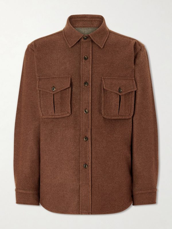 Houndstooth Brushed Wool Overshirt