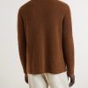 Ribbed Camel Wool, Wool and Cashmere-Blend Cardigan - BK Ribbed Camel Wool, Wool and Cashmere-Blend Cardigan - BK