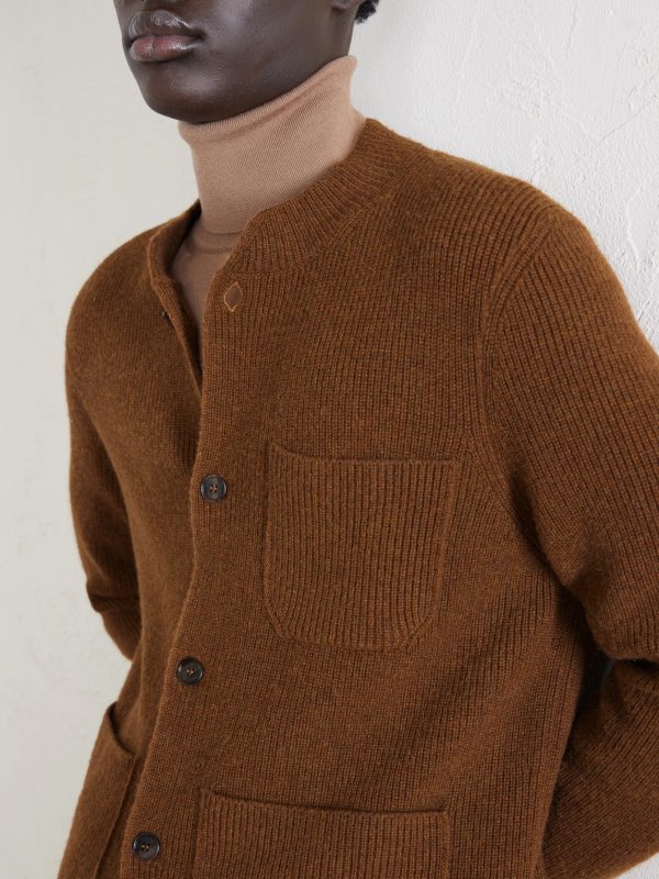 Ribbed Camel Wool, Wool and Cashmere-Blend Cardigan - CU Ribbed Camel Wool, Wool and Cashmere-Blend Cardigan - CU