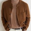 Ribbed Camel Wool, Wool and Cashmere-Blend Cardigan - E1 Ribbed Camel Wool, Wool and Cashmere-Blend Cardigan - E1