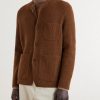 Ribbed Camel Wool, Wool and Cashmere-Blend Cardigan - FR Ribbed Camel Wool, Wool and Cashmere-Blend Cardigan - FR