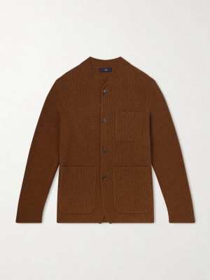 Ribbed Camel Wool, Wool and Cashmere-Blend Cardigan Ribbed Camel Wool, Wool and Cashmere-Blend Cardigan