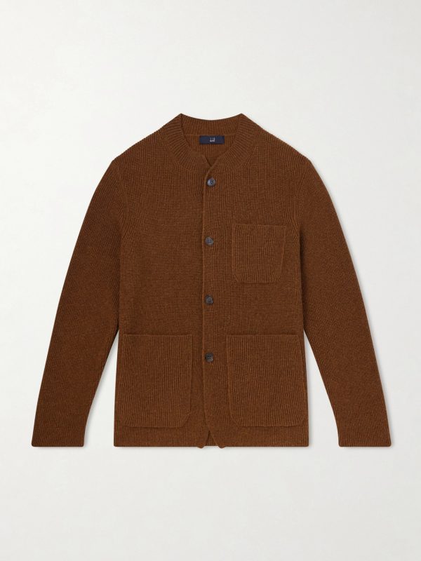 Ribbed Camel Wool, Wool and Cashmere-Blend Cardigan Ribbed Camel Wool, Wool and Cashmere-Blend Cardigan