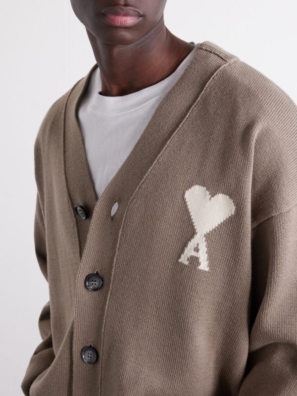 Logo-Intarsia Virgin Wool and Cotton-Blend Cardigan - CU Logo-Intarsia Virgin Wool and Cotton-Blend Cardigan - CU