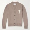 Logo-Intarsia Virgin Wool and Cotton-Blend Cardigan Logo-Intarsia Virgin Wool and Cotton-Blend Cardigan