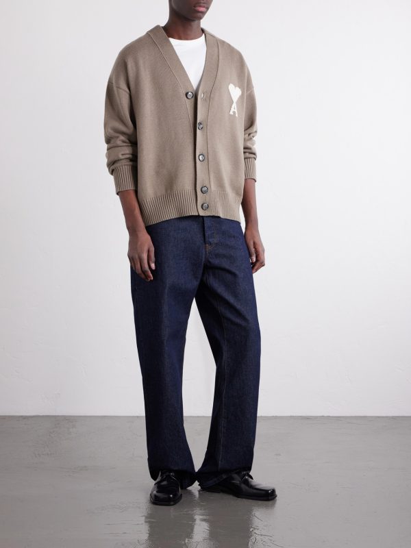 Logo-Intarsia Virgin Wool and Cotton-Blend Cardigan - OU Logo-Intarsia Virgin Wool and Cotton-Blend Cardigan - OU
