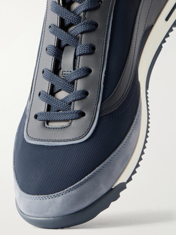 Suede and Leather-Trimmed Shell Sneakers - CU Suede and Leather-Trimmed Shell Sneakers - CU