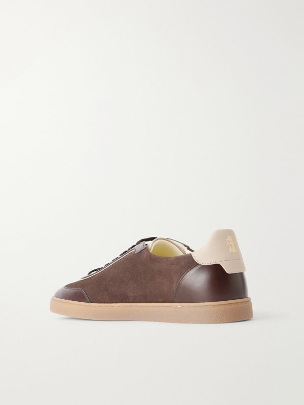 Coda Di Rondine Leather-Trimmed Waxed-Suede Sneakers - BK